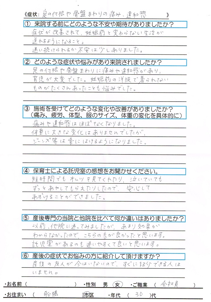 ジーンズ等は楽にはけるようになりました 伊集院整骨院